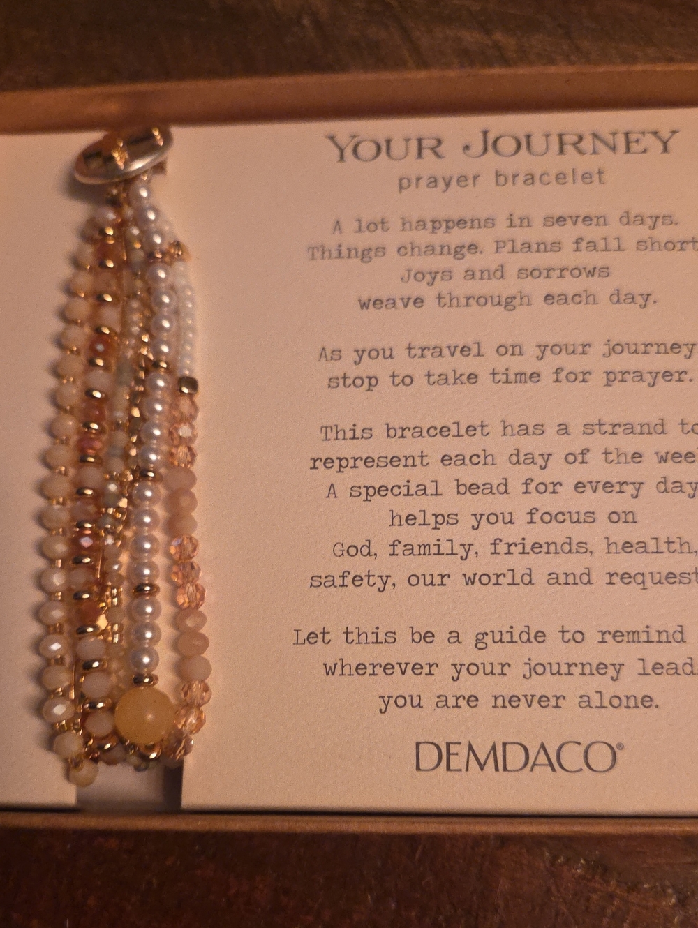 Demdaco Multi-Color Beaded Prayer Bracelet with Gold Accents